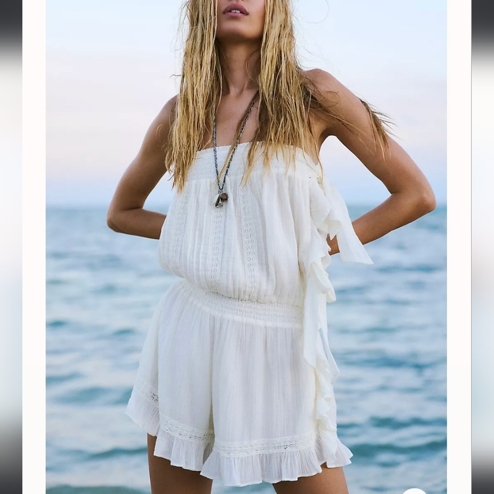 Free People Feelin Fancy Romper in Ivory